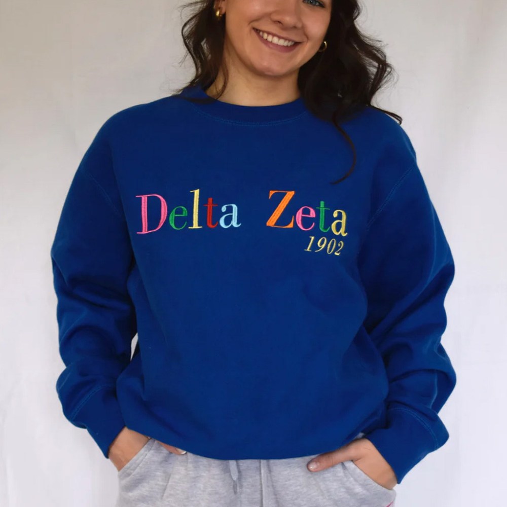 Sorority Merch Delta Zeta 1902 Sorority Crewneck Sweatshirt Good Gifts For Friends
