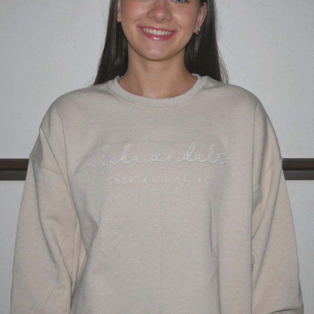 Sorority Merch Handwritten Script Executive Board Sweatshirt Embroidered Gifts For Sister