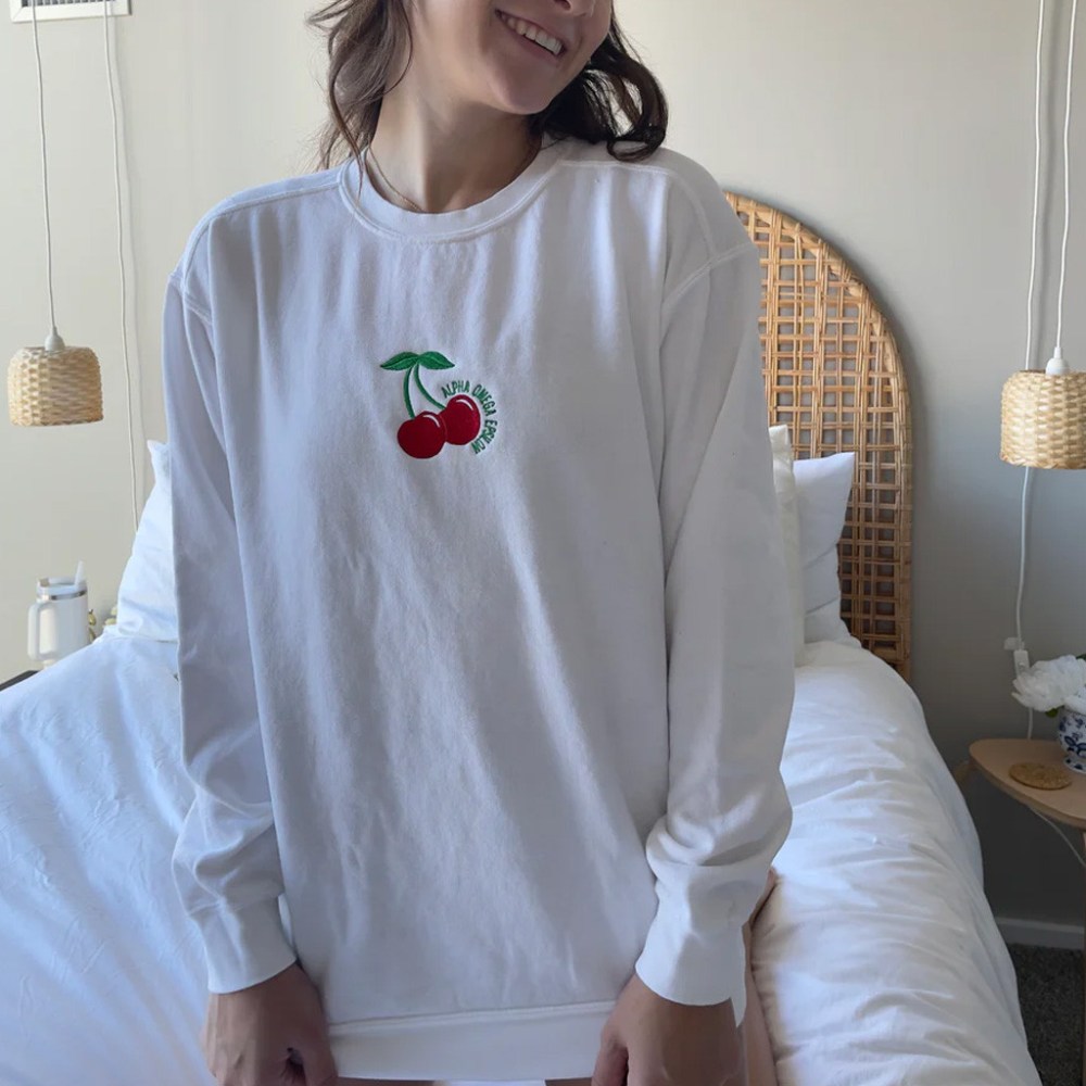 Sorority Merch Sweet Cherry Embroidered Sorority Sweatshirt Present For Sister