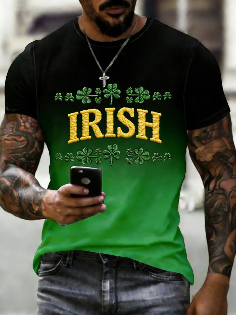 St Patrick's Day Gear Lucky Shamrock Season Classic Irish Shirt Green St Patrick Gift Idea