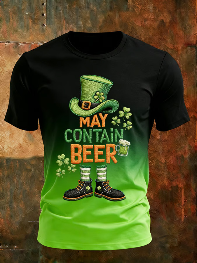 St. Patrick's Day May Contain Beer Festival Printed Short-Sleeve T-Shirt Beer Lover Gift
