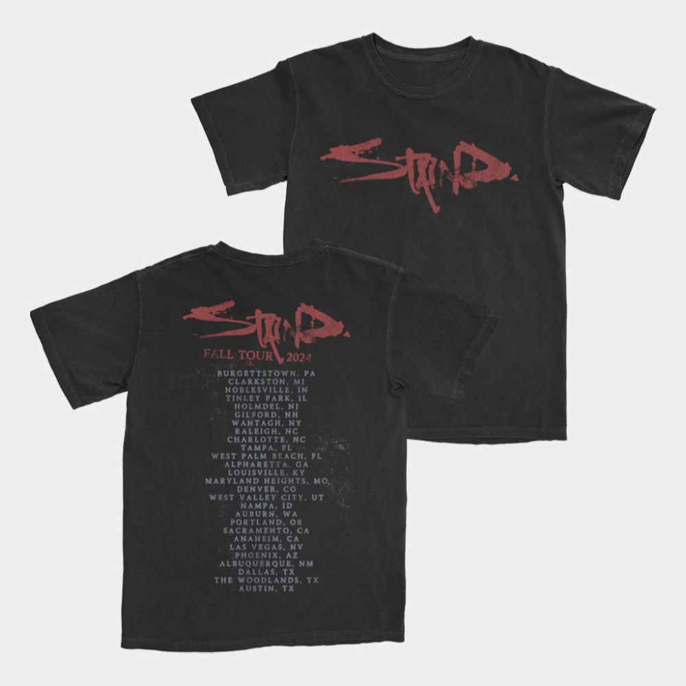 Staind Merch Stacked Logo 2024 Tour T-Shirt Birthday Gifts For Rock Band Fans