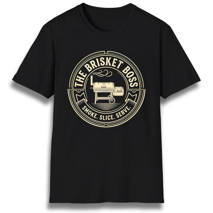 The Brisket Boss T Shirt Funny Meat Lover Barbecue Graphic Tees Backyard Gift For Dad