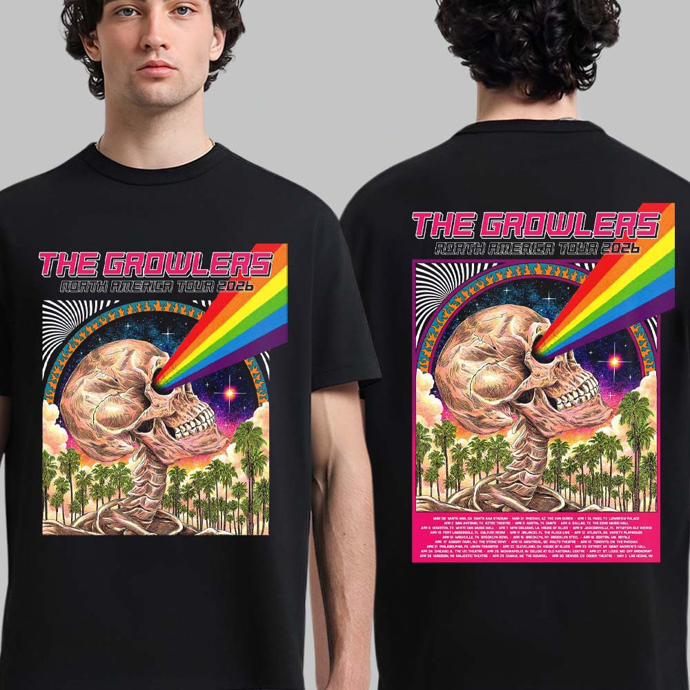 The Growlers Tour 2026 T-Shirt Skeleton Laser Rainbow Eyes Shirt The Growlers Lover Gift