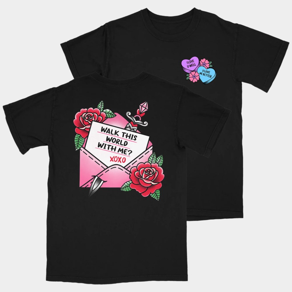 The Home Team Merch Love Letter T-Shirt Walk This World With Me XOXO Shirt Gifts For Her