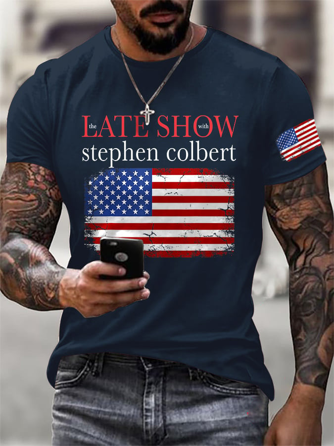 The Late Show With Stephen Colbert Final Series T-Shirt American Flag Stephen Colbert Merch
