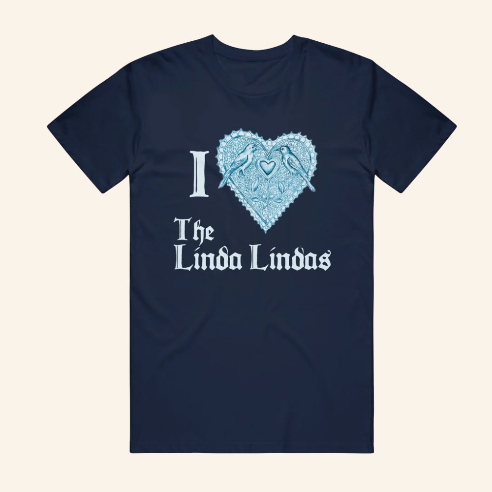 The Linda Lindas Merch Bird Heart Navy T-Shirt I Love The Linda Lindas Shirt Gifts For Fans