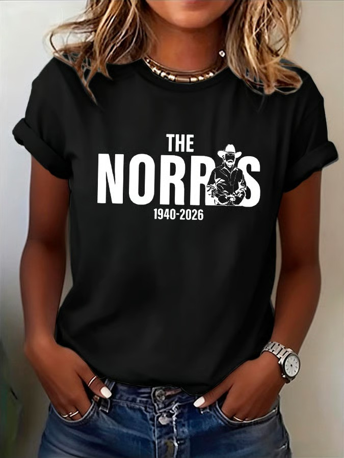 The Norris 1940 2026 Womens T Shirt Chuck Norris Remembrance Apparel Fan Gift For Her