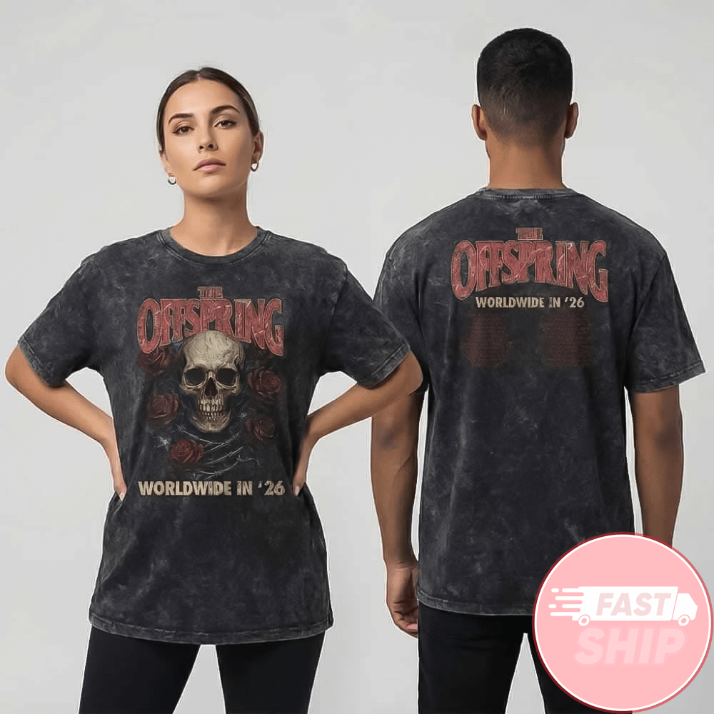 The Offspring Supercharged Worldwide Tour 2026 Rose Skull Washed T-Shirt The Offspring Merch