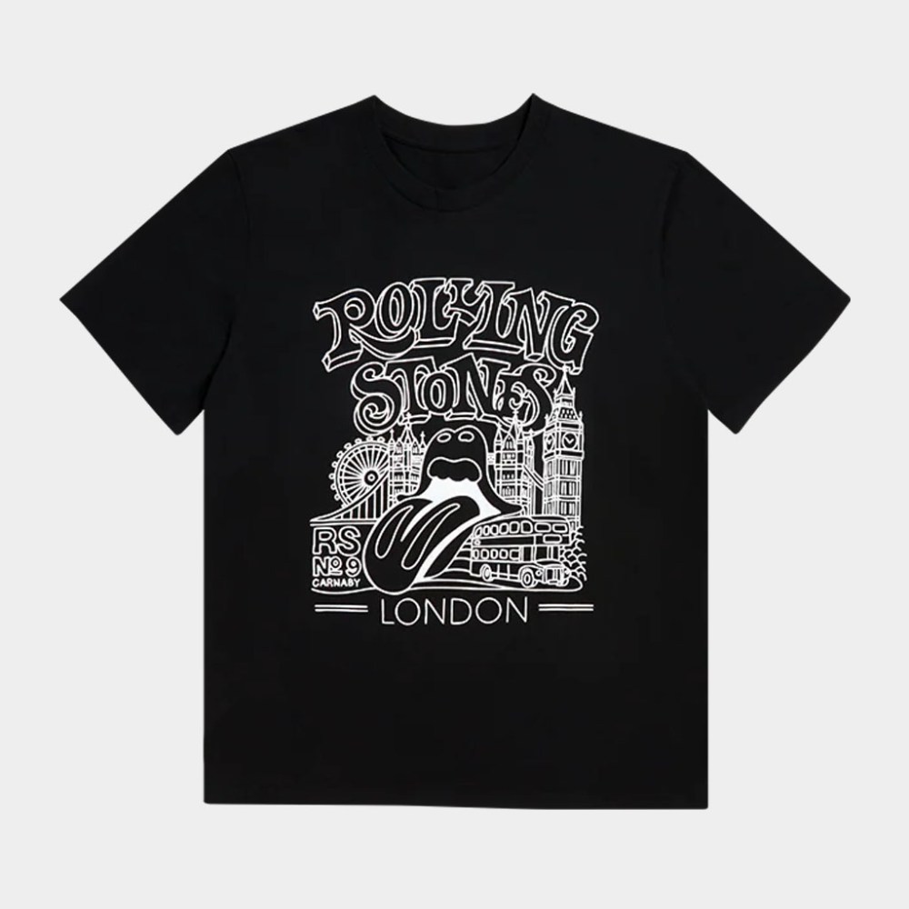 The Rolling Stones Merch Rs No 9 London Graphic Black T-Shirt Gifts For Rock Lovers
