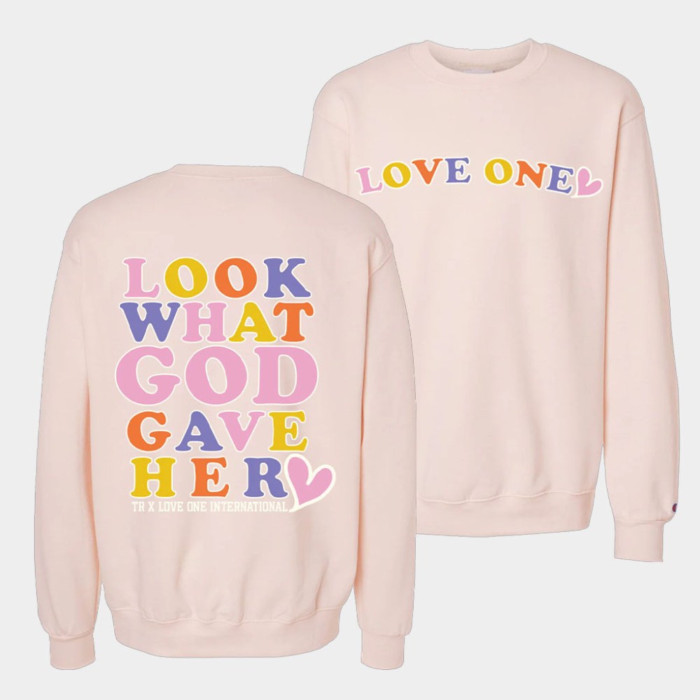 Thomas Rhett Merch TR X Love One Look What God Gave Her Crewneck Sweatshirt Gifts For Her