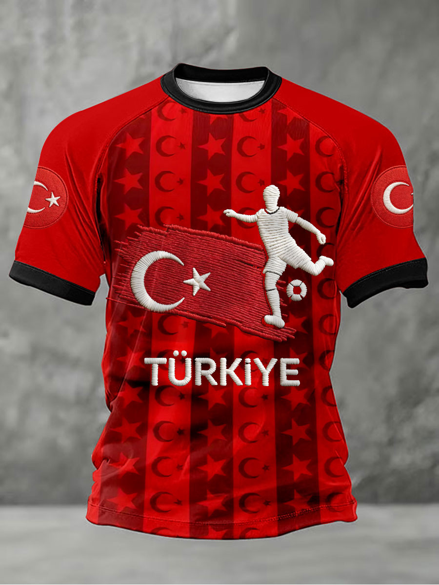 Turkiye Football T-Shirt Stripes Crescent Star National Clothing Fans Gear