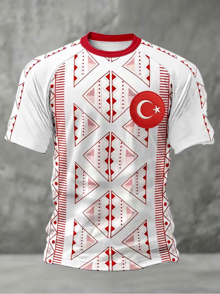 Turkiye Soccer T-Shirt Stripes Crescent Star National Fan Clothing Patriotic Gift