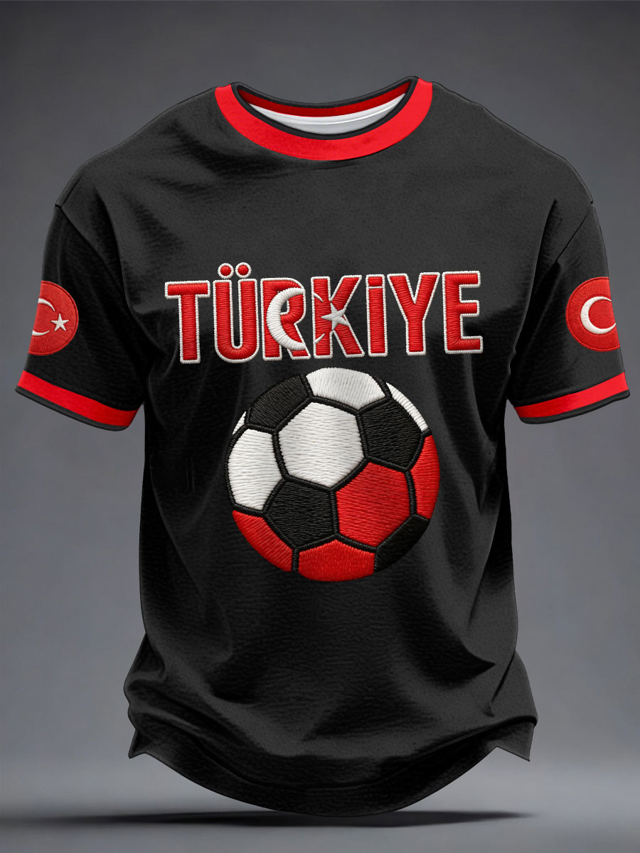 Turkiye T-Shirt Gradient Stripe Crescent Star National Team Clothing WC Fans Gift