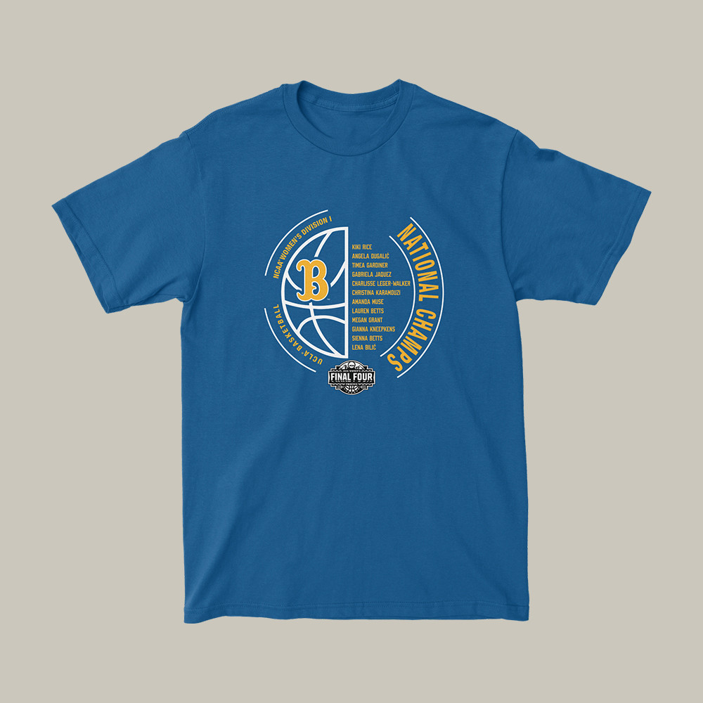 UCLA NCAA Women's Basketball T-Shirt National Champions Clothes Bruins Basketball Gear