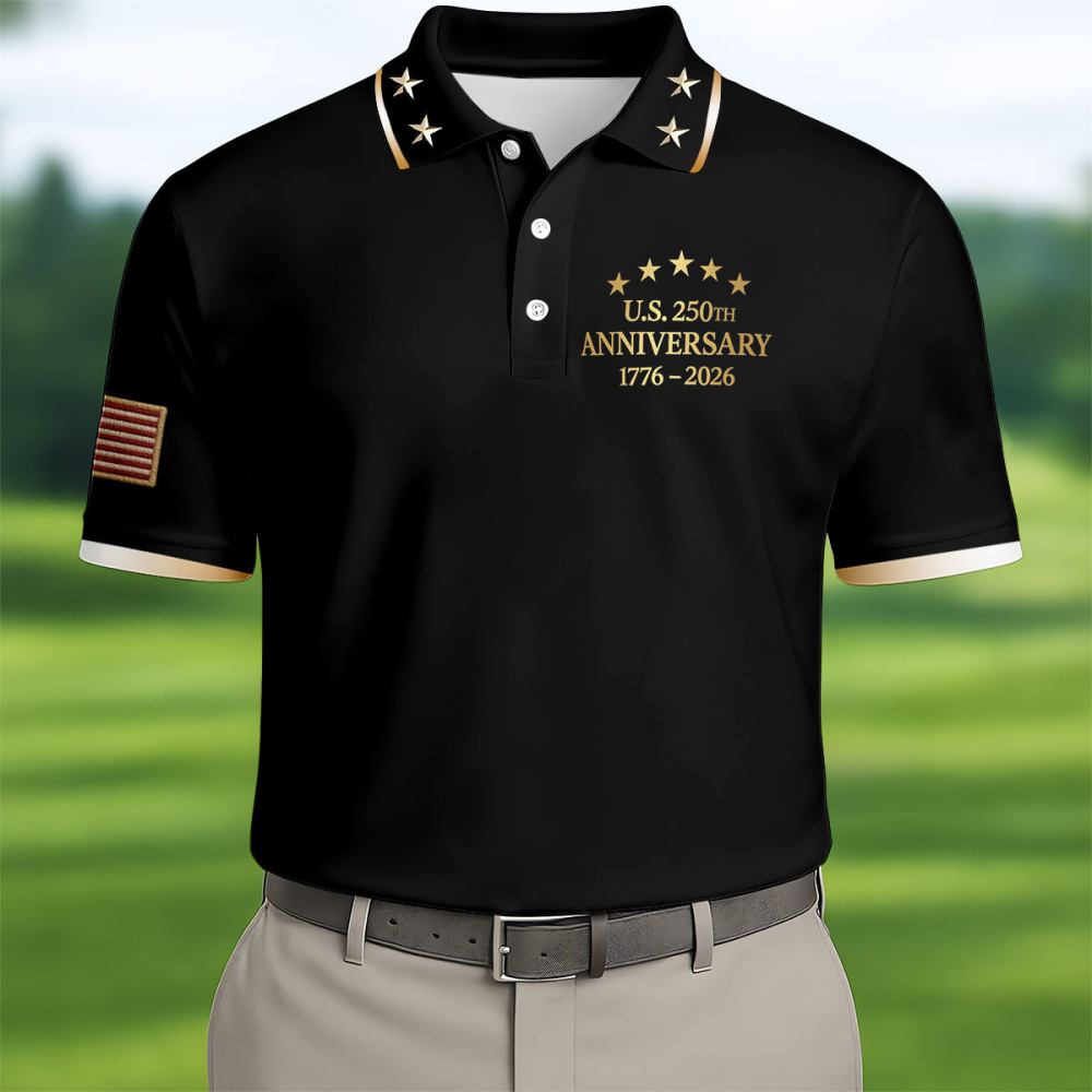 US 250th Anniversary 1776 2026 Polo Shirt Golf Apparel Golf Gifts For Dad