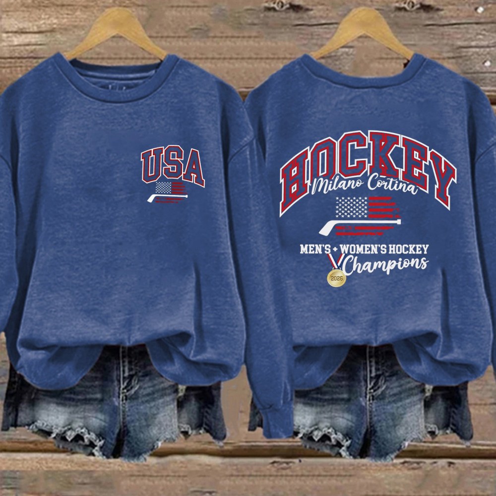 USA Men's Woman's Hockey Champions 2026 Sweatshirt Milano Cortina 2026 Winter Olympic Apparel