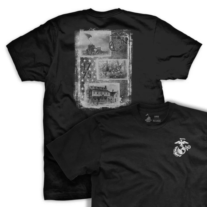 USMC History Collage T Shirt Marine Corps Legacy Apparel Gift For Veterans And Families