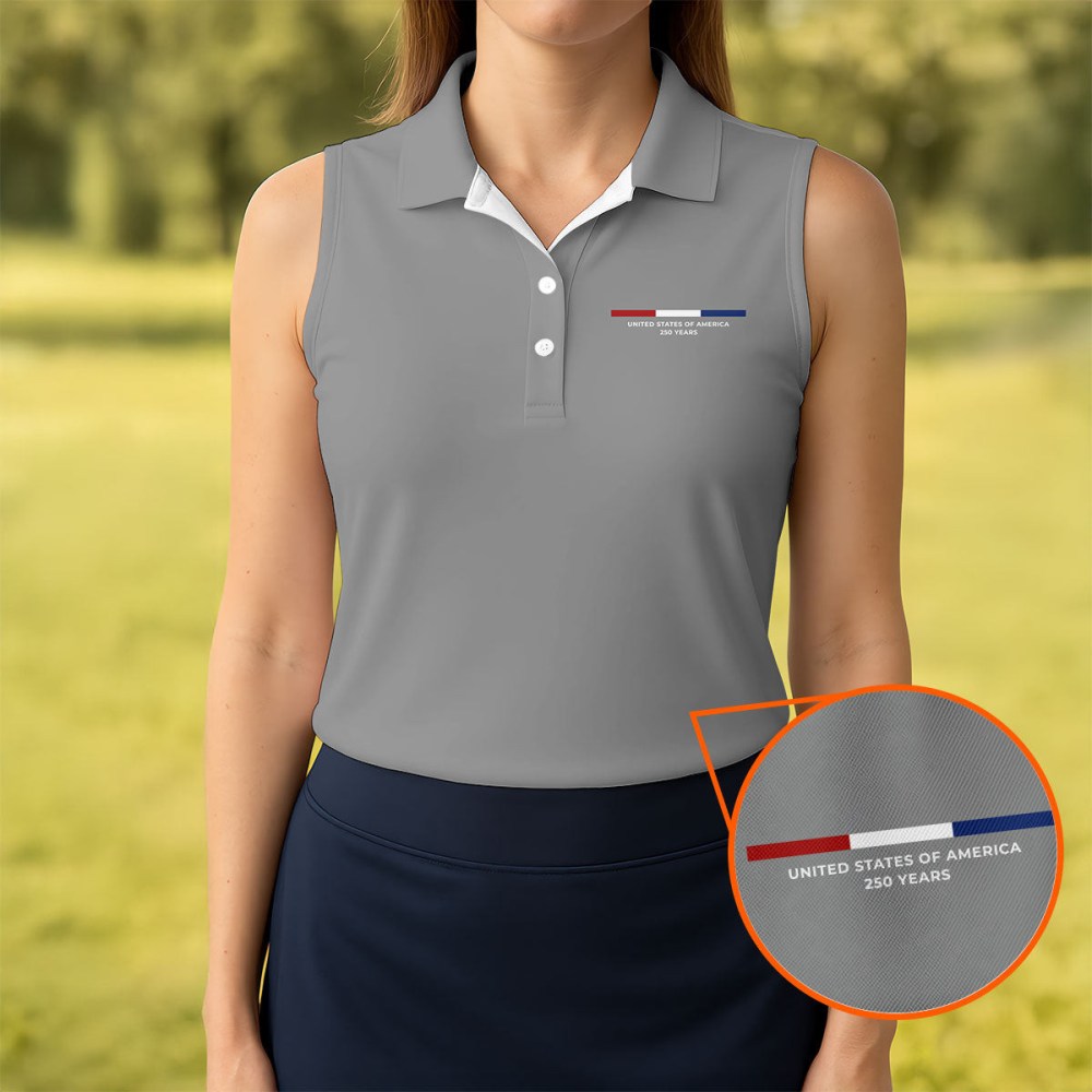 United States Of America 250 Years Sleeveless Golf Shirt American Patriot Apparel Gifts For Her'