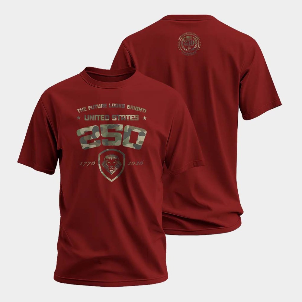 Valuetainment Merch USA 250 Collection Shirt Future Looks Bright USA 250 Camo T-Shirt Red