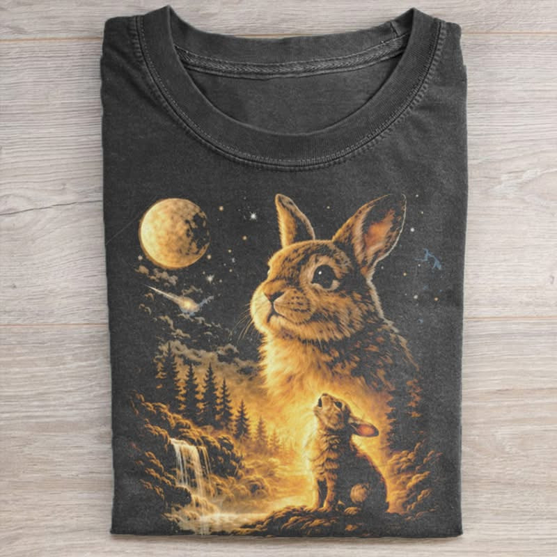 Vintage Funny Easter T-Shirt Forest Cottagecore Bunny Clothing Gift For Rabbit Lover