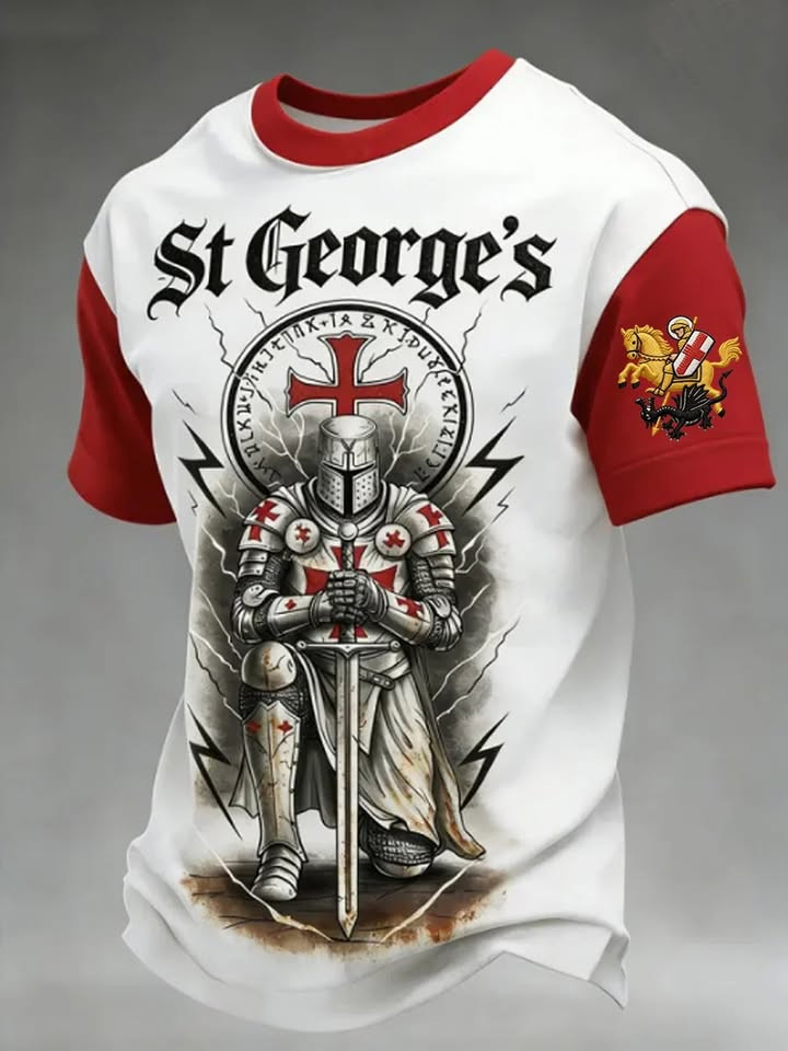 Vintage ST George's T-Shirt Medieval Warrior Apparel Unique Gift For Him