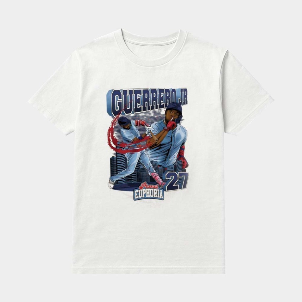 Vladimir Guerrero Jr 27 Toronto Baseball Player Swing Skyline Shirt Gifts For Baseball Lovers
