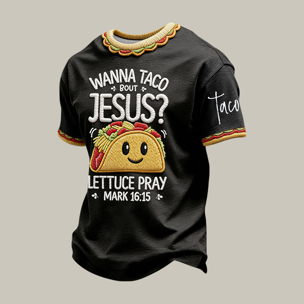 Wanna Taco Bout Jesus Cinco De Mayo T-Shirt Bible Verse Funny Taco Tuesday Tee Christian Gift