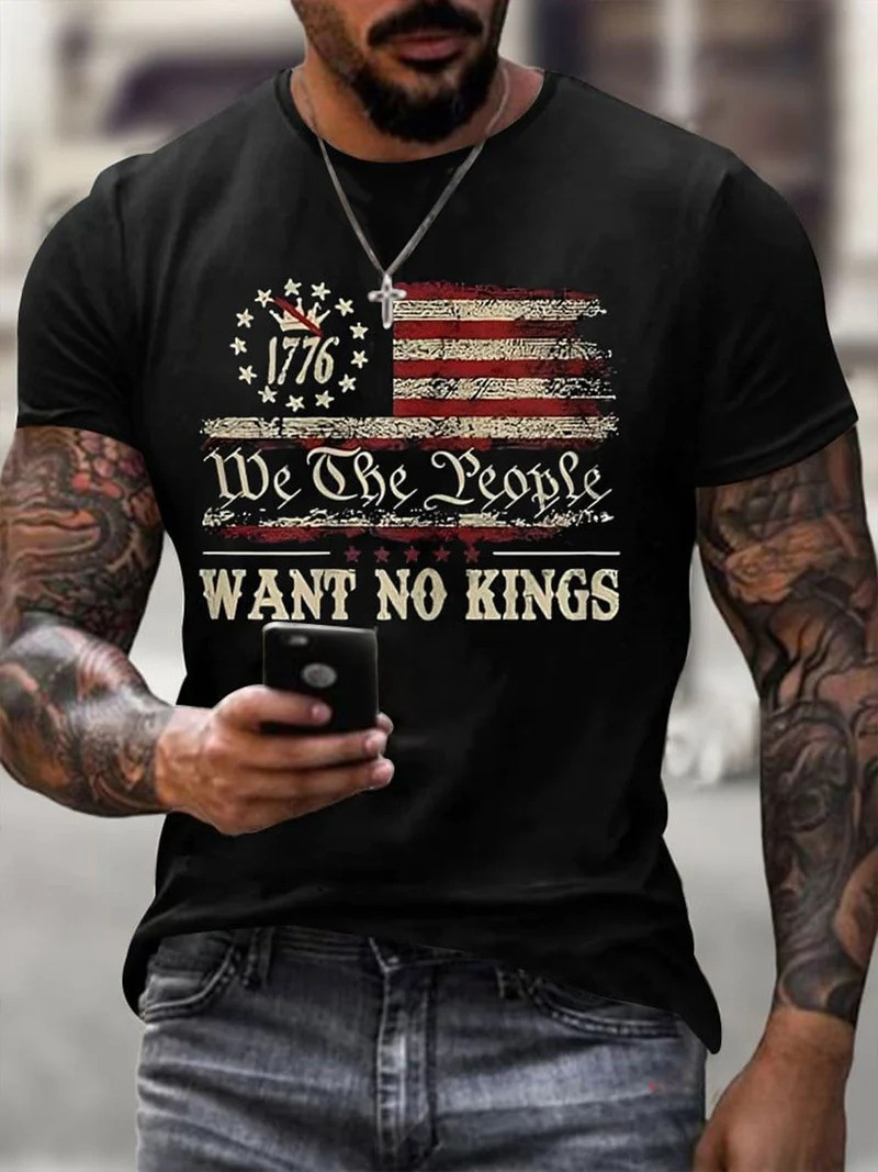 We The People T-Shirt American Flag Want No Kings Clothing Gift For Husband