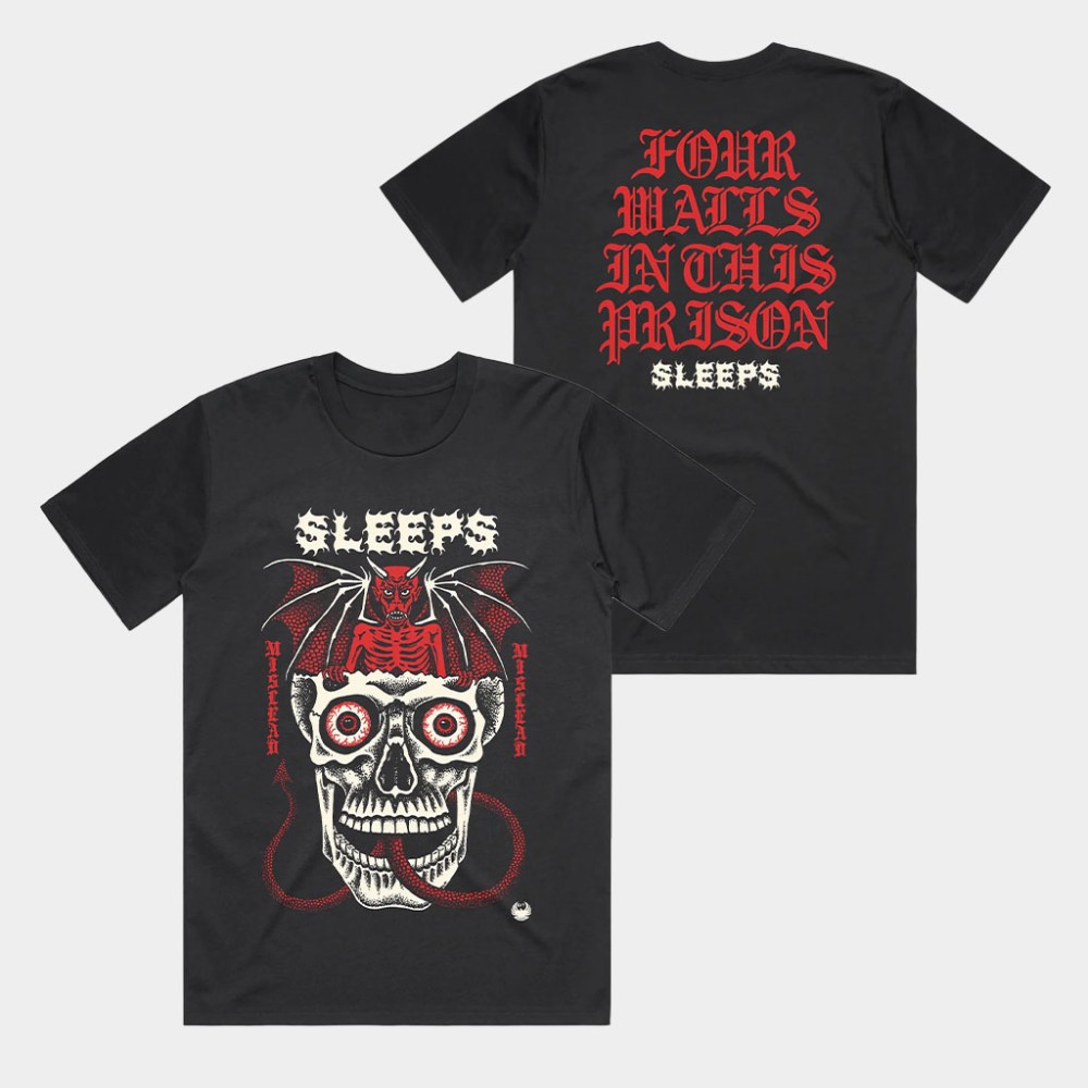 While She Sleeps Merch Four Walls Prison T-Shirt WSS Gifts For Band Fans
