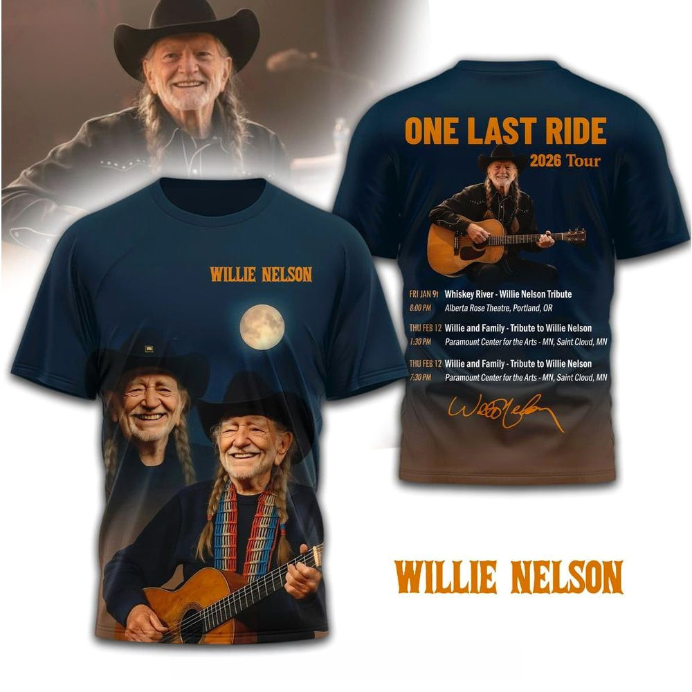 Willie Nelson One Last Ride 2026 Tour Shirt Willie Nelson Merch Gift Ideas For Father