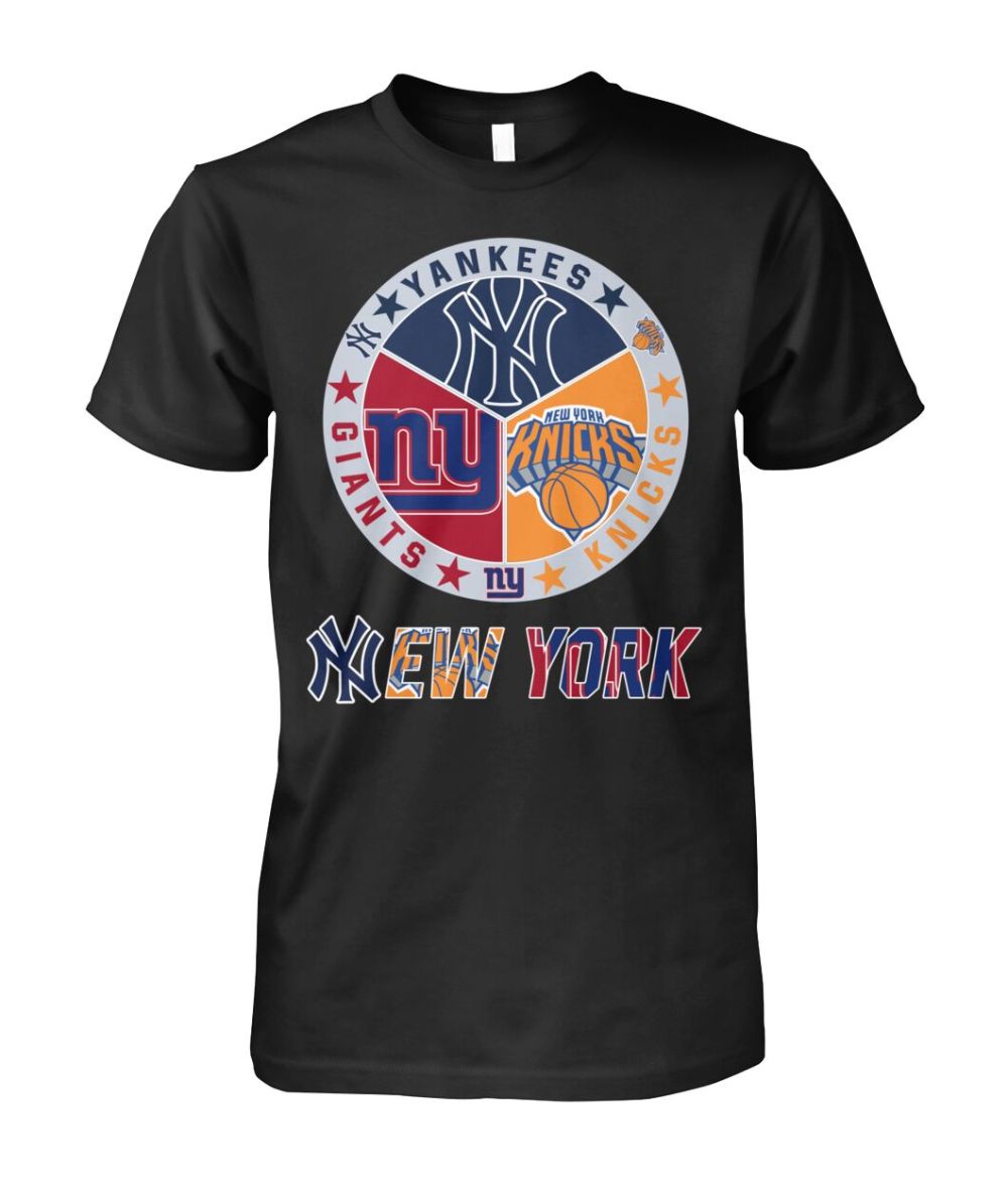 Yankees Giants Knicks Sport T-Shirt New York Sports Team Mashup Logo Shirt Best Fan Gift For Him