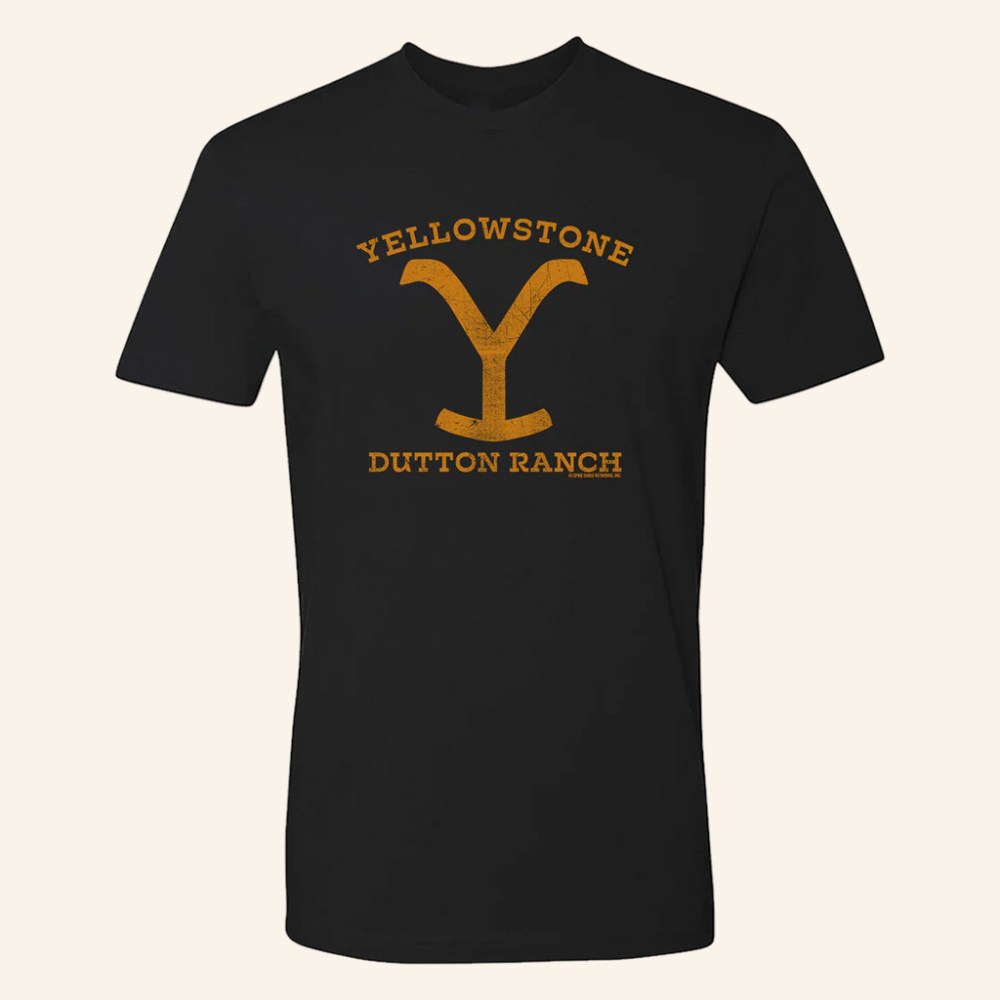 Yellowstone Merch Yellowstone Dutton Ranch Distressed Logo T-Shirt Black Husband Gifts