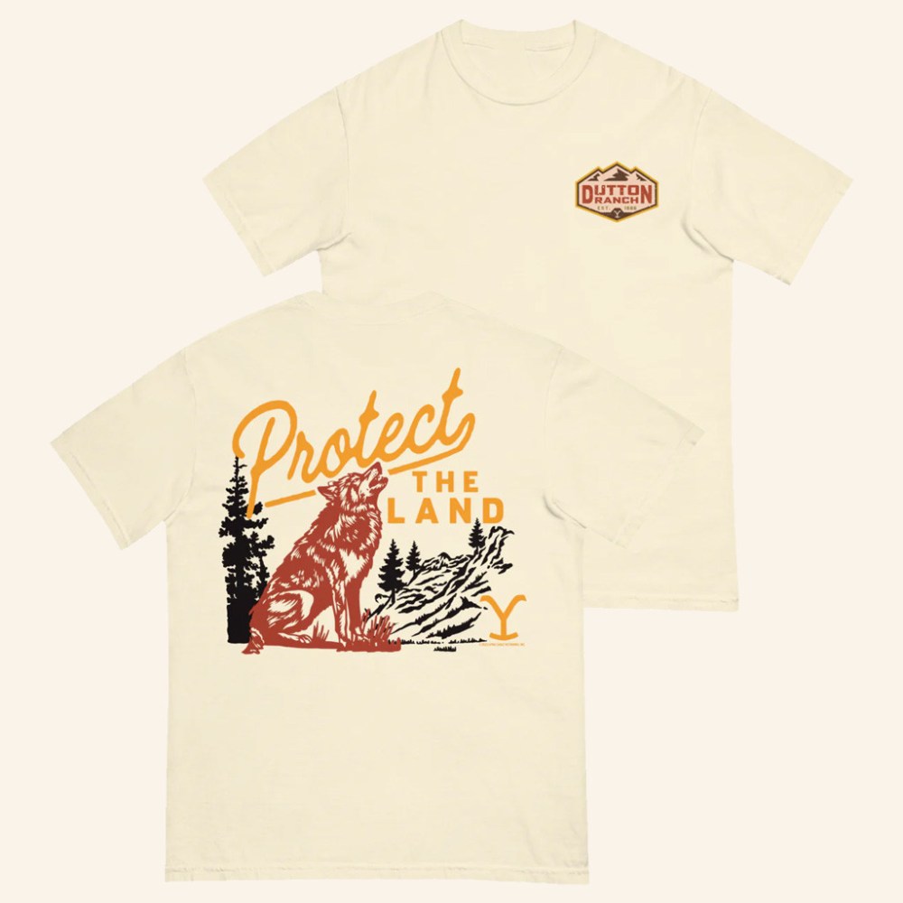 Yellowstone Merch Yellowstone Protect The Land Wolf T-Shirt Best Gifts For Him