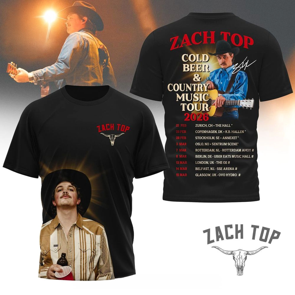 Zach Top Cold Beer And Country Music Tour 2026 T-Shirt Zach Top Merch Gifts For Music Fans