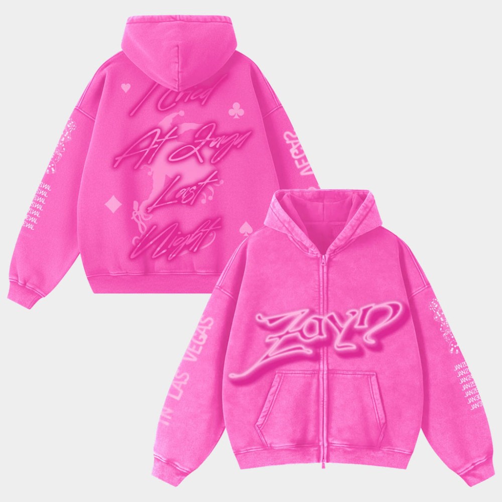 Zayn Merch Zayn Airbrush Pink Las Vegas Zip Hoodie Birthday Gifts For Her