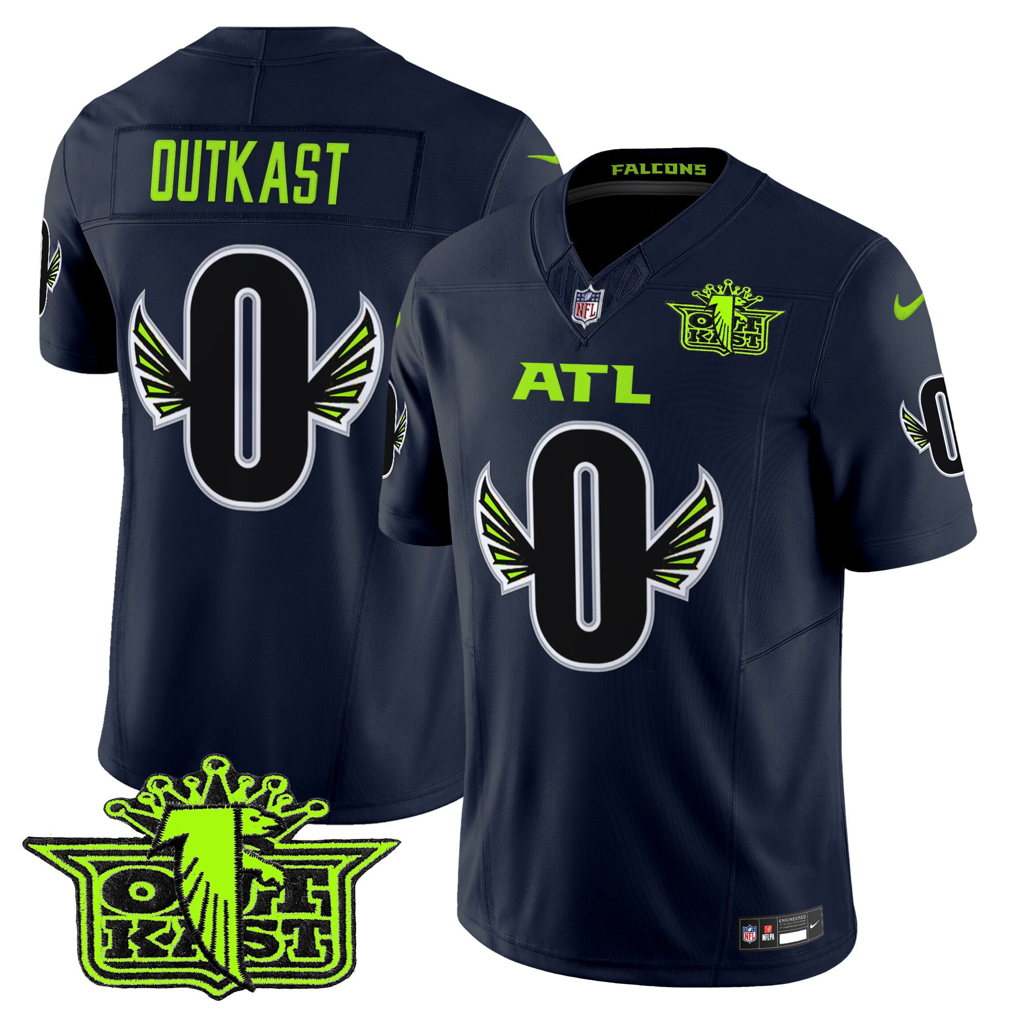#0 OutKast Men's Outkast x Atlanta Falcons 2025 Atliens Vapor Limited Atliens Jersey - All Stitched