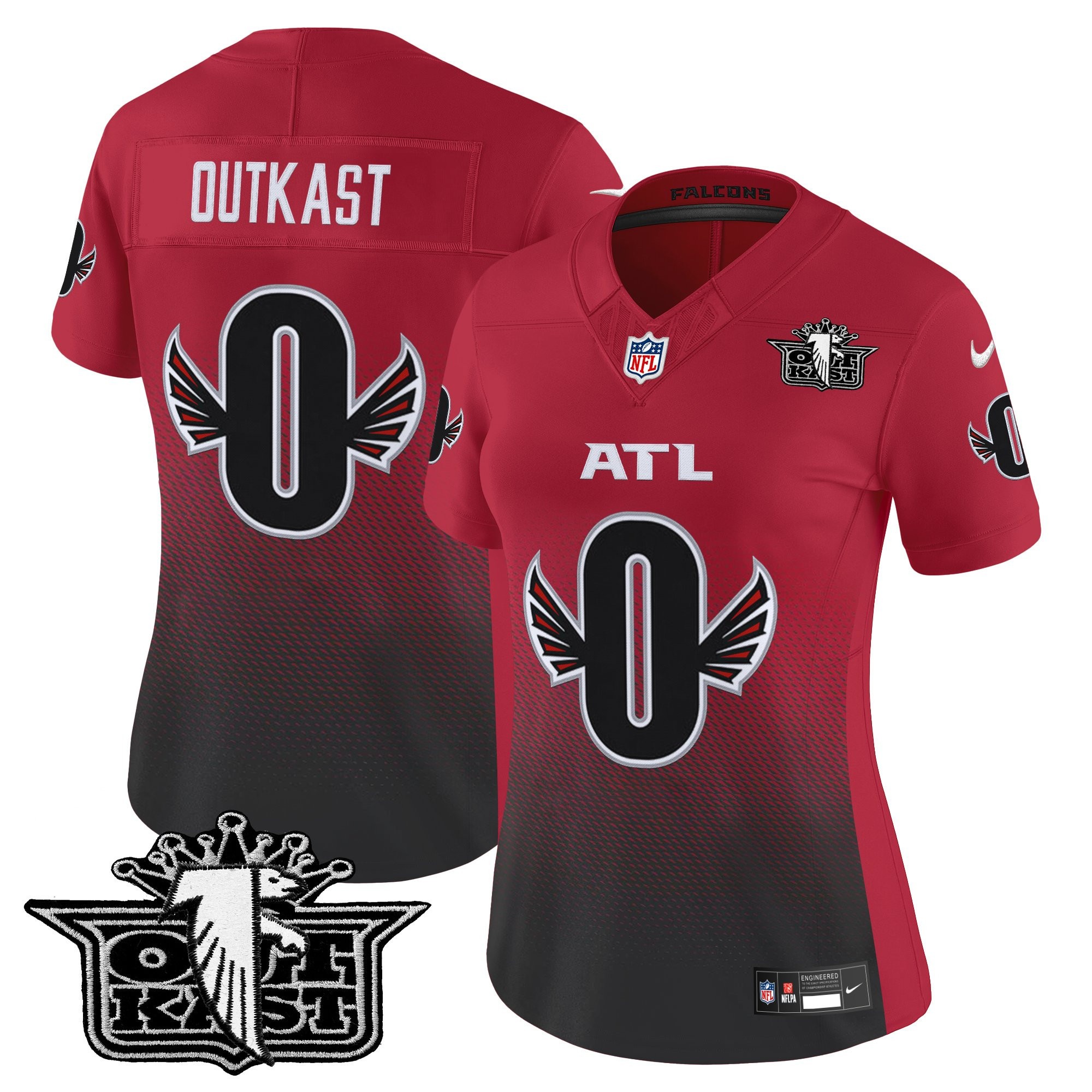 #0 OutKast Women's Outkast x Atlanta Falcons 2025 Vapor Limited Red Jersey - All Stitched