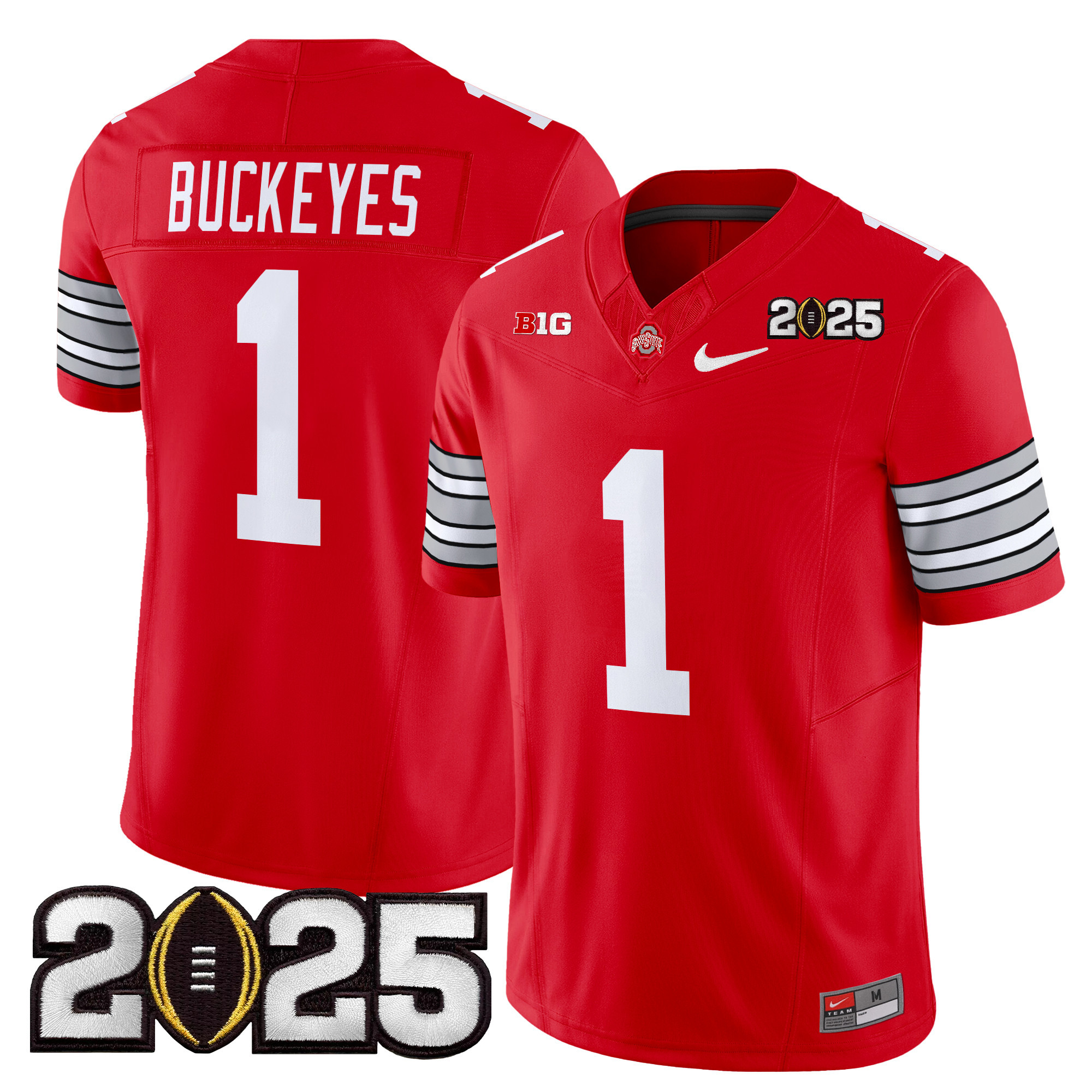 #1 Buckeyes Men's Ohio State Buckeyes Heritage Stripe 2025 CFP Final Patch Vapor Limited Red Jersey - All Stitched