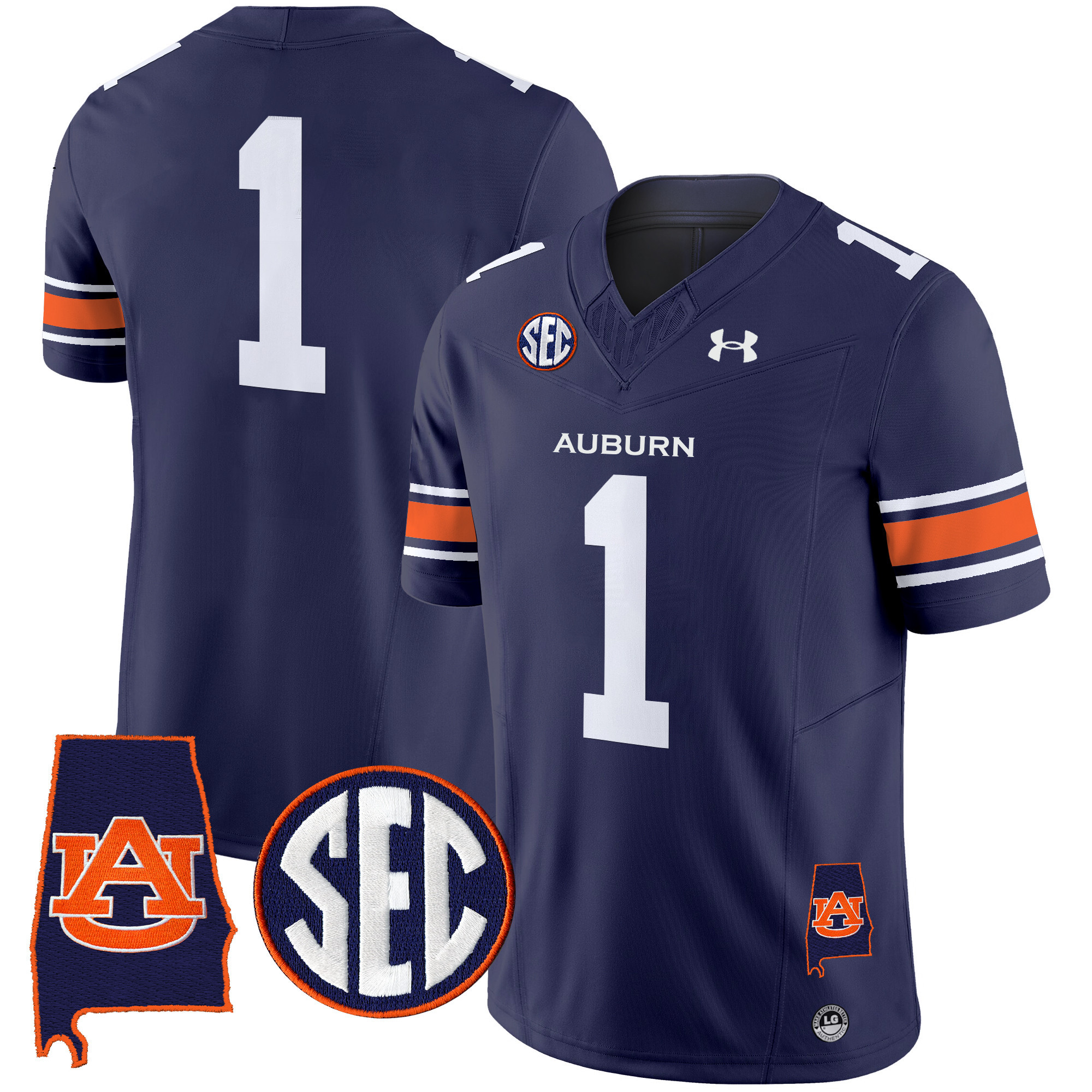 #1 Team Men's Auburn Tigers 2025 Alabama Patch Vapor Limited Navy Jersey - All Stitched