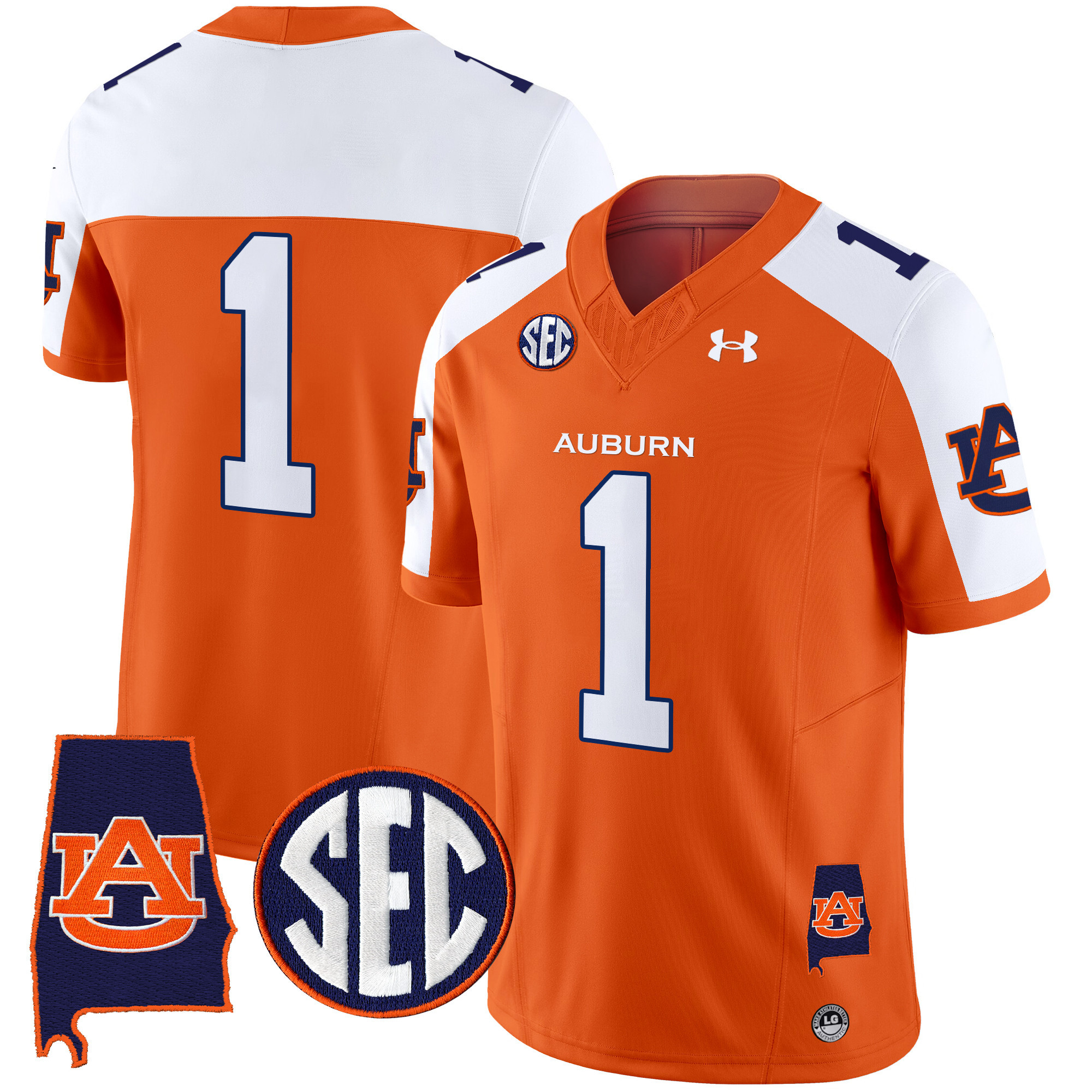 #1 Team Men's Auburn Tigers 2025 Alabama Patch Vapor Limited Orange Alternate Jersey - All Stitched