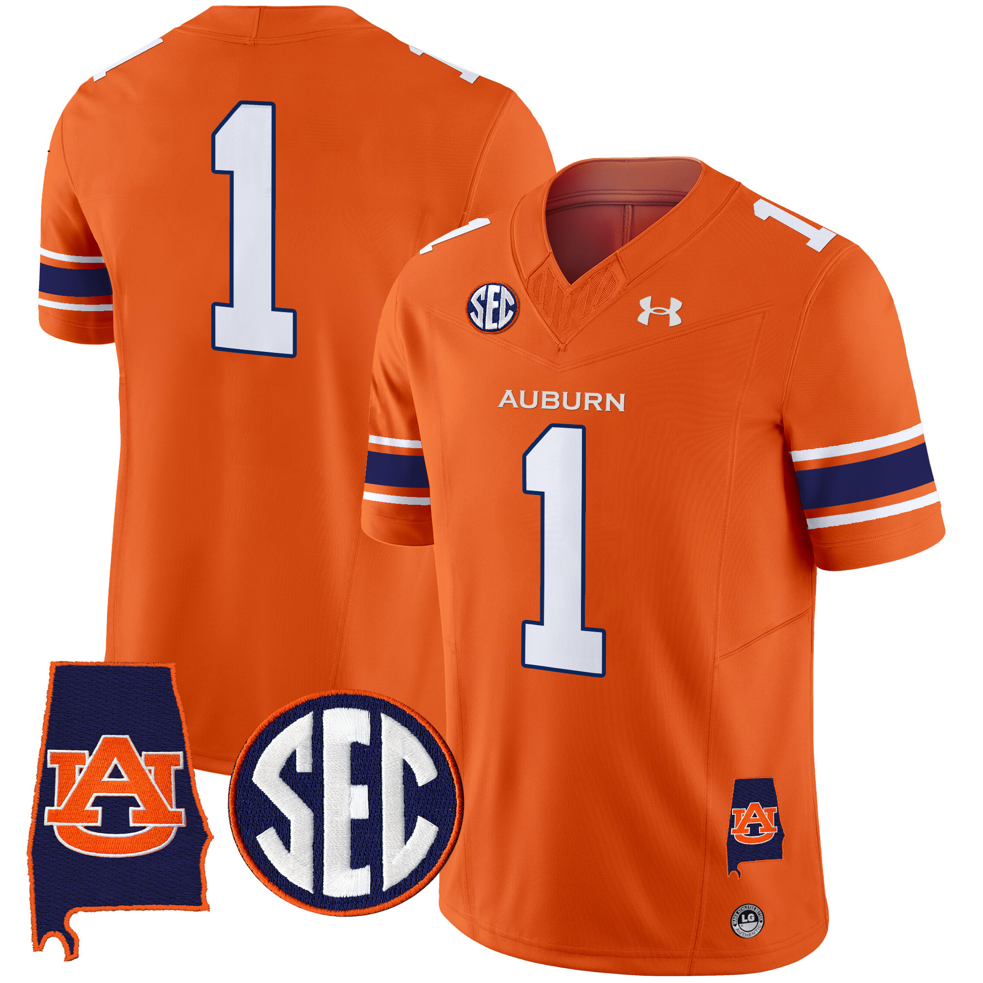 #1 Team Men's Auburn Tigers 2025 Alabama Patch Vapor Limited Orange Jersey - All Stitched