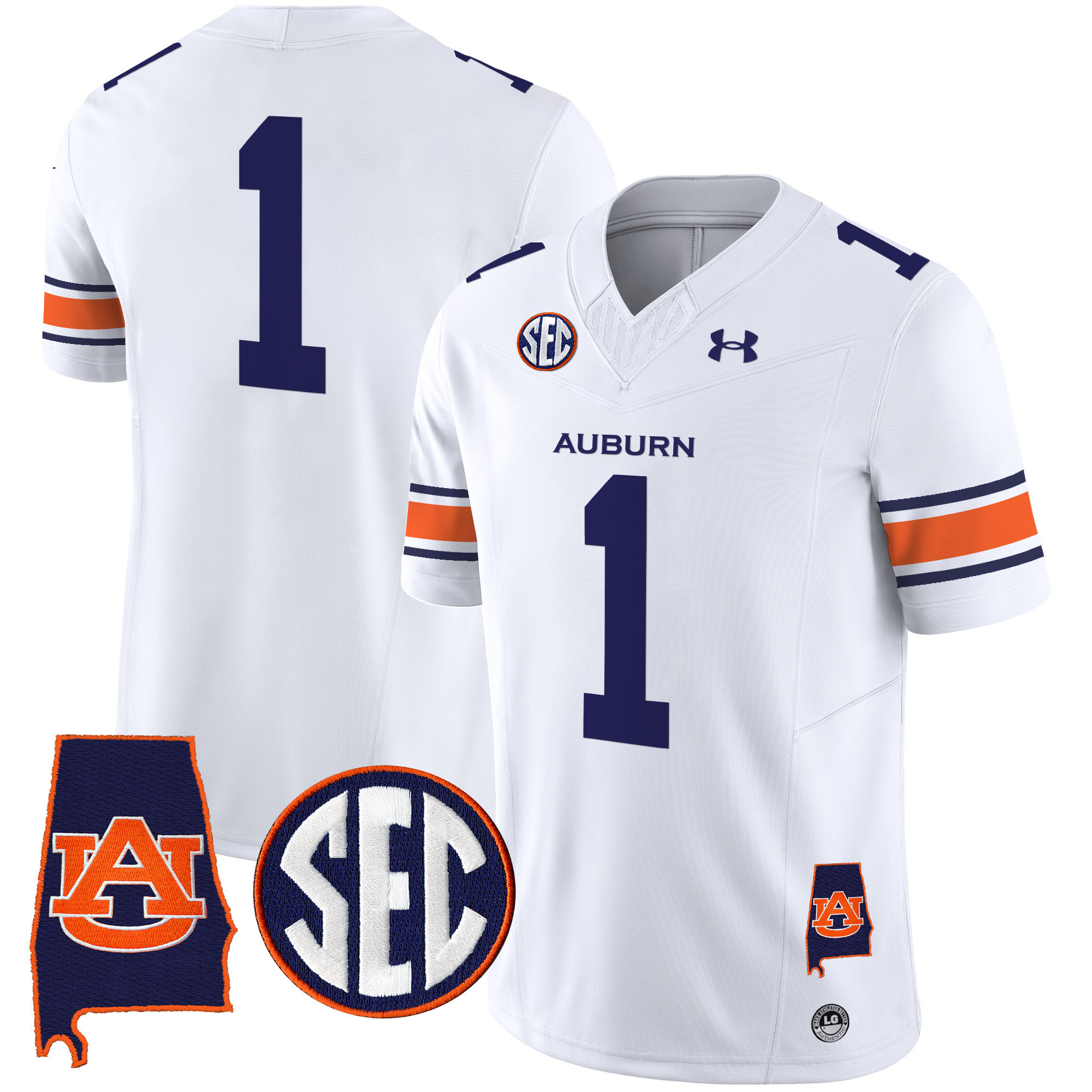 #1 Team Men's Auburn Tigers 2025 Alabama Patch Vapor Limited White Jersey - All Stitched