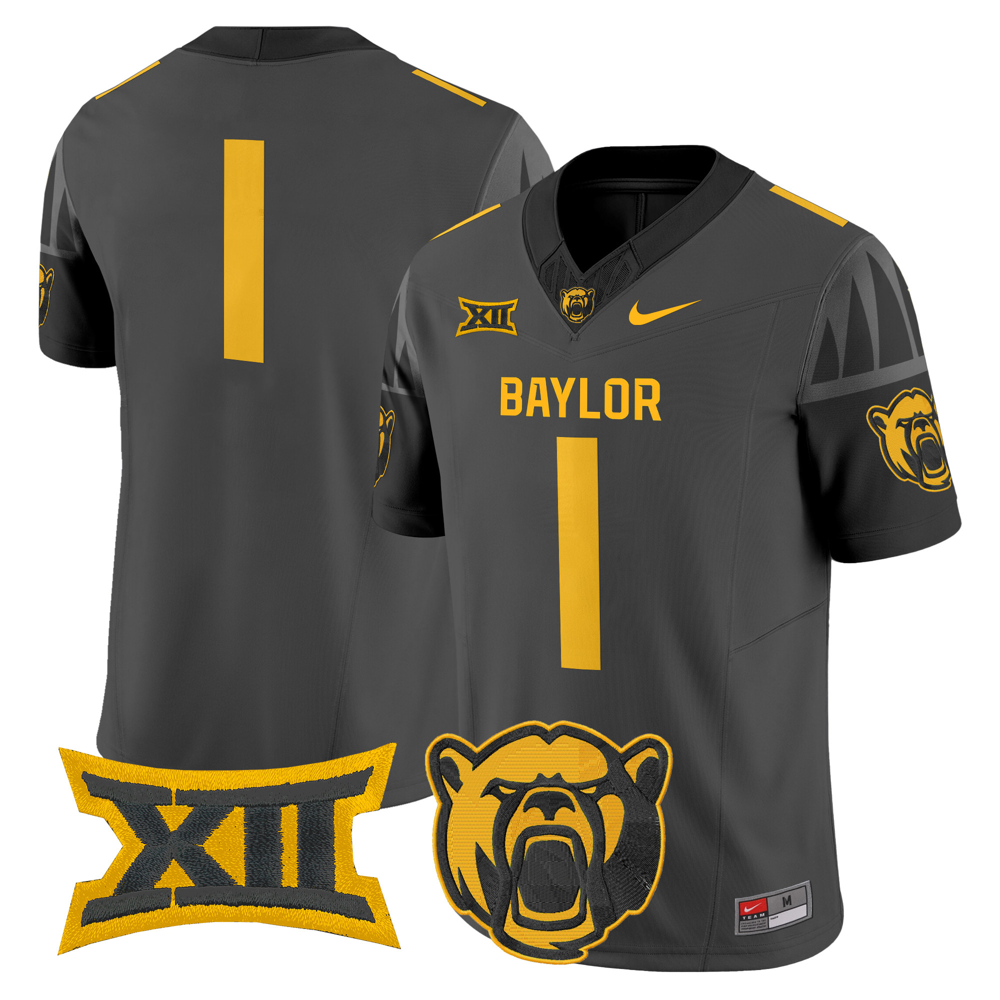 #1 Team Men's Baylor Bears 2025 Vapor Limited Black Jersey V2 - All Stitched