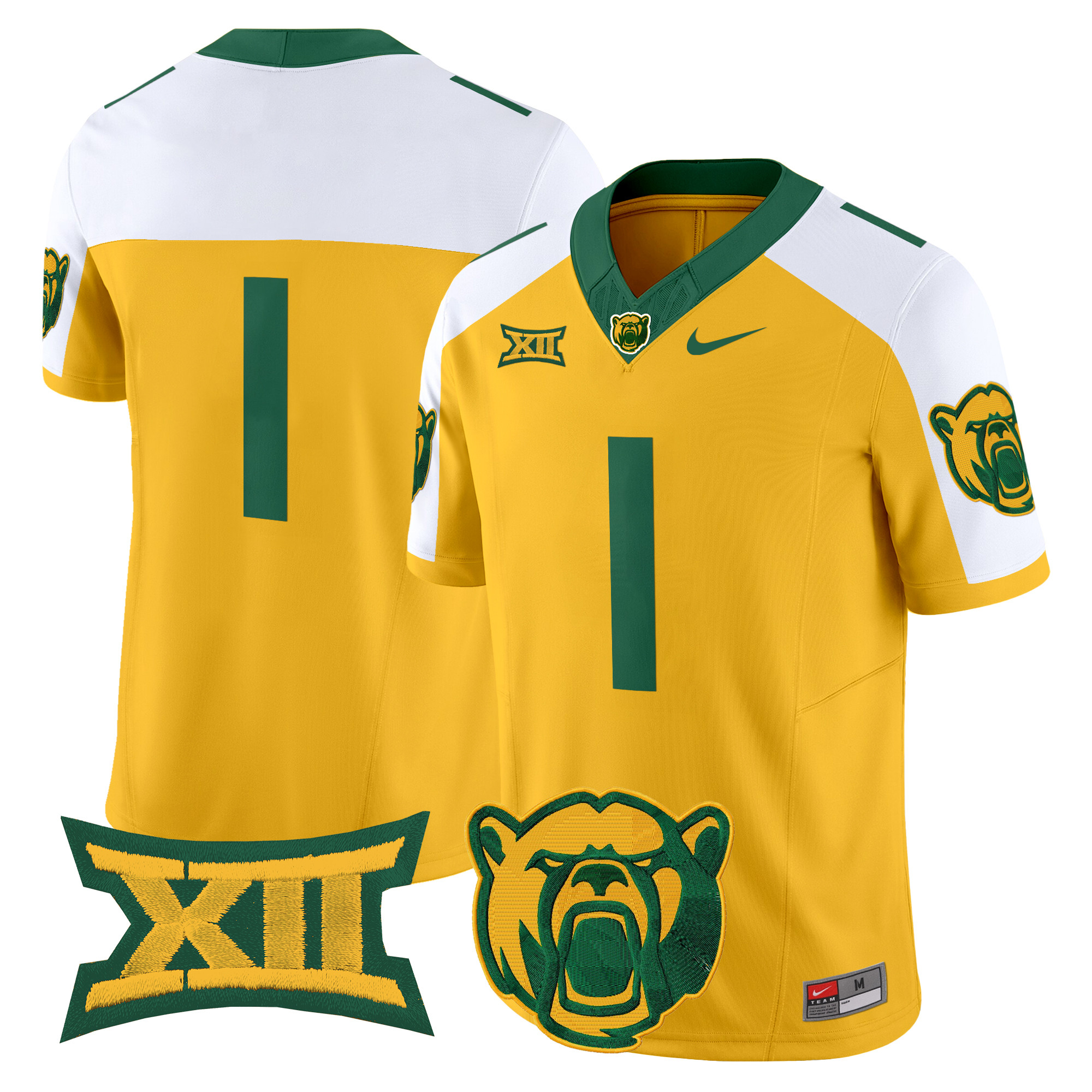 #1 Team Men's Baylor Bears 2025 Vapor Limited Gold Alternate Jersey - All Stitched