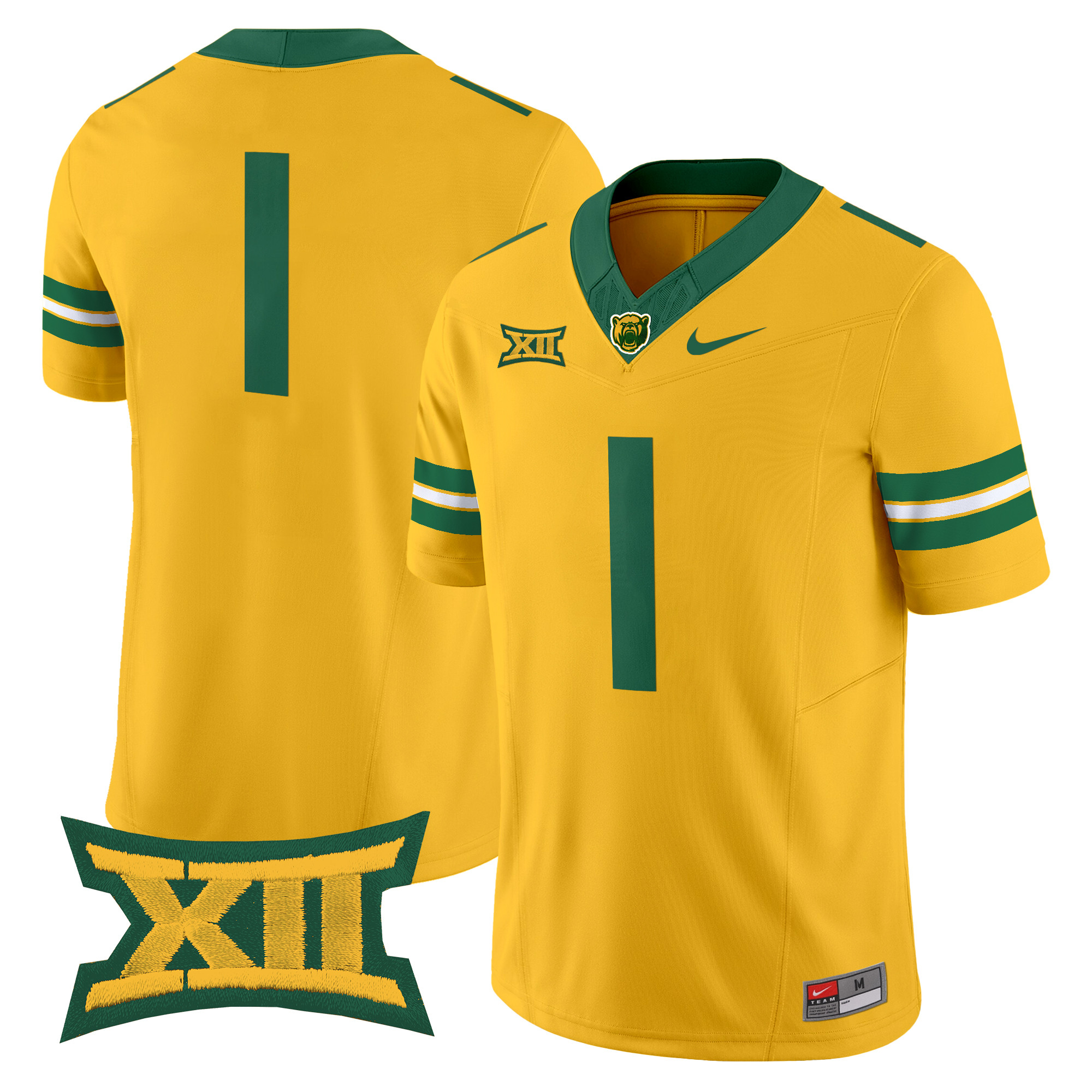 #1 Team Men's Baylor Bears 2025 Vapor Limited Gold Jersey - All Stitched