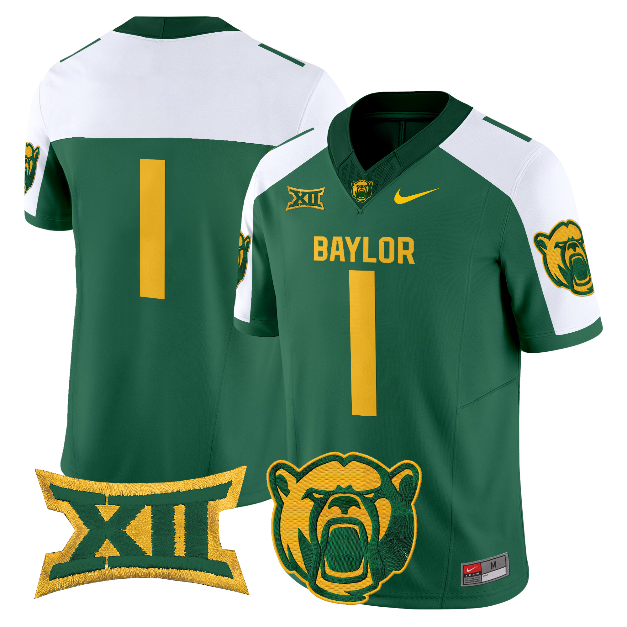 #1 Team Men's Baylor Bears 2025 Vapor Limited Green Alternate Jersey V2 - All Stitched