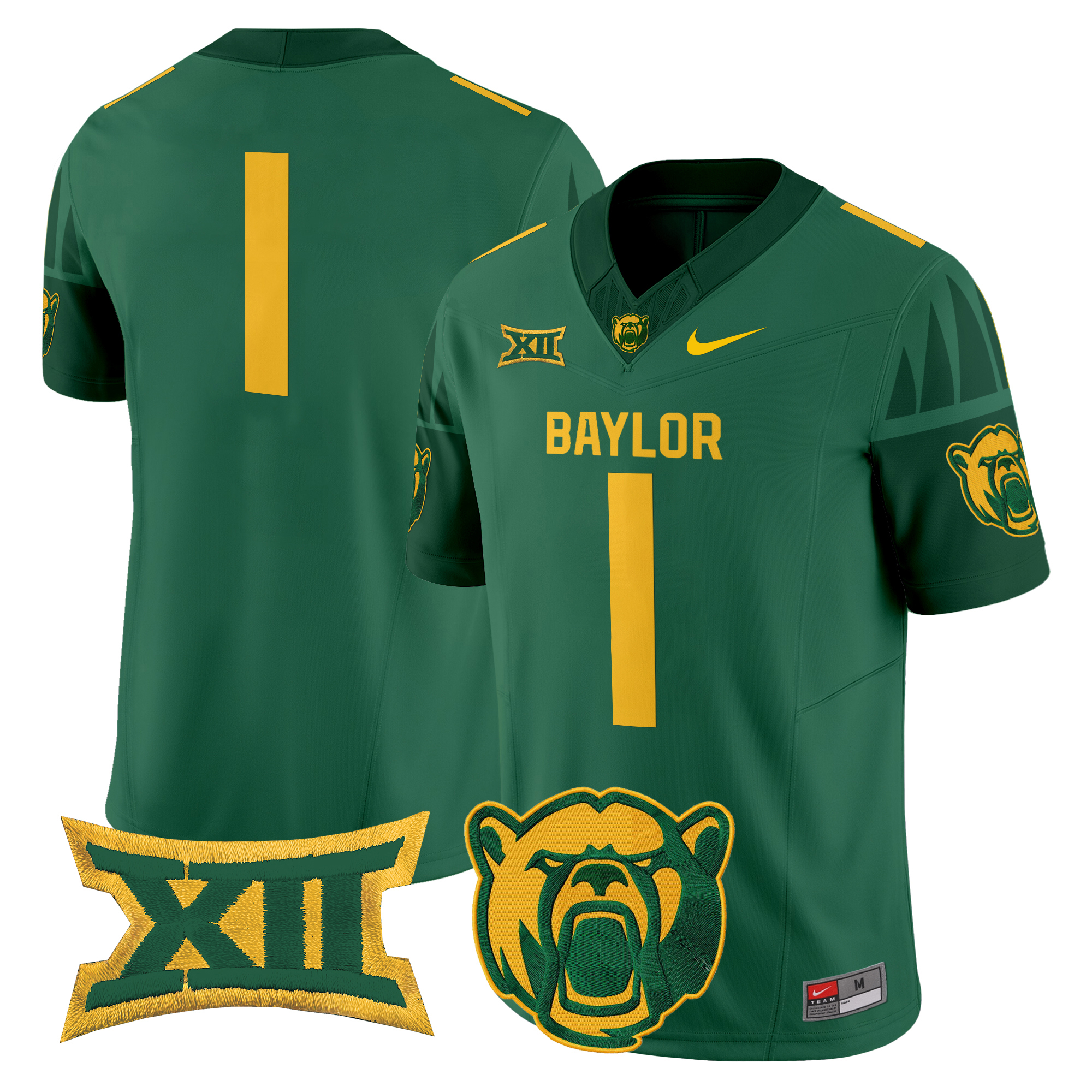 #1 Team Men's Baylor Bears 2025 Vapor Limited Green Jersey V2 - All Stitched