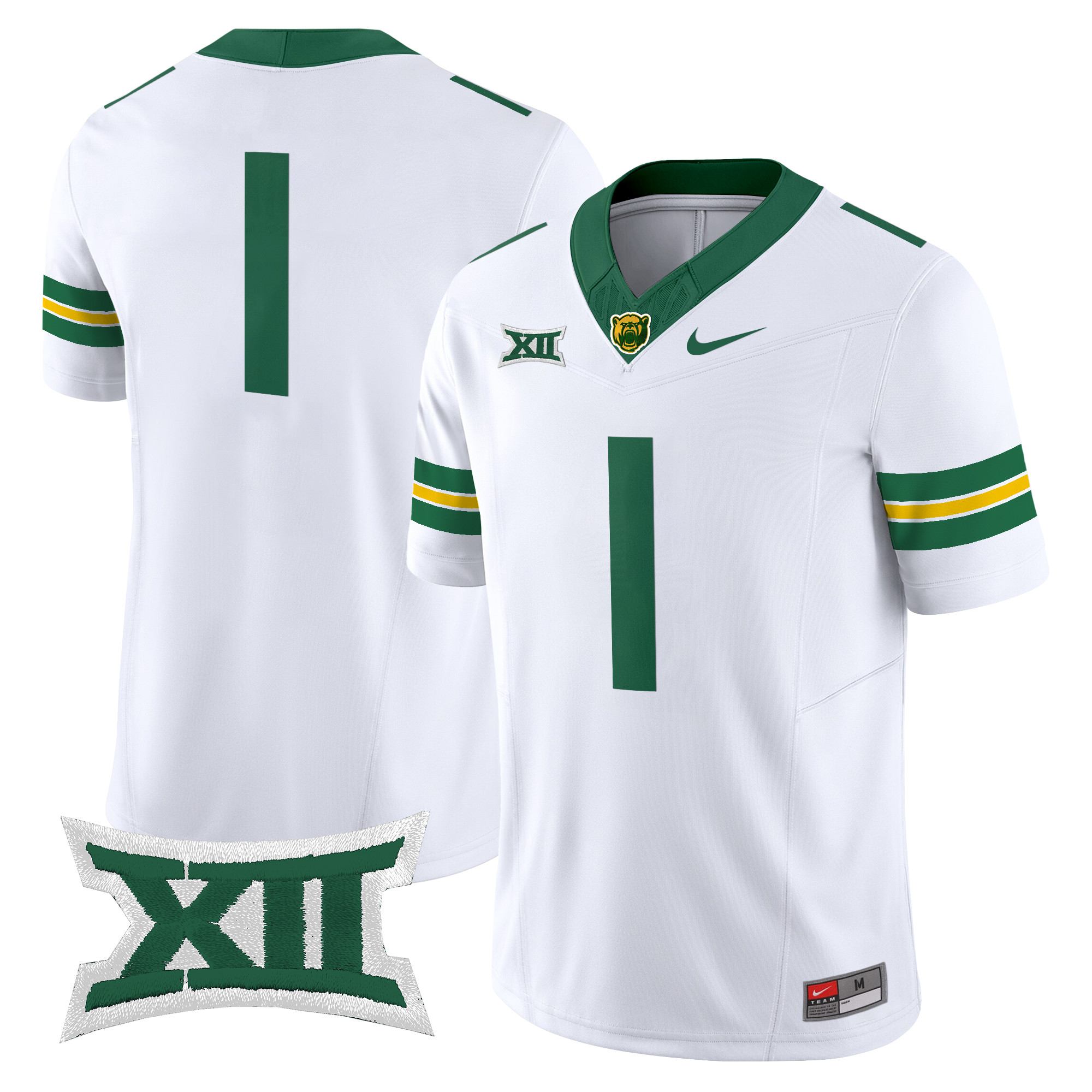 #1 Team Men's Baylor Bears 2025 Vapor Limited White Jersey - All Stitched