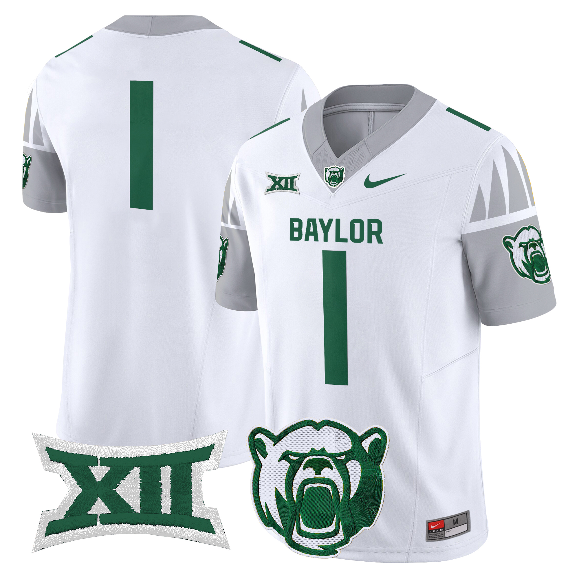 #1 Team Men's Baylor Bears 2025 Vapor Limited White Jersey V2 - All Stitched